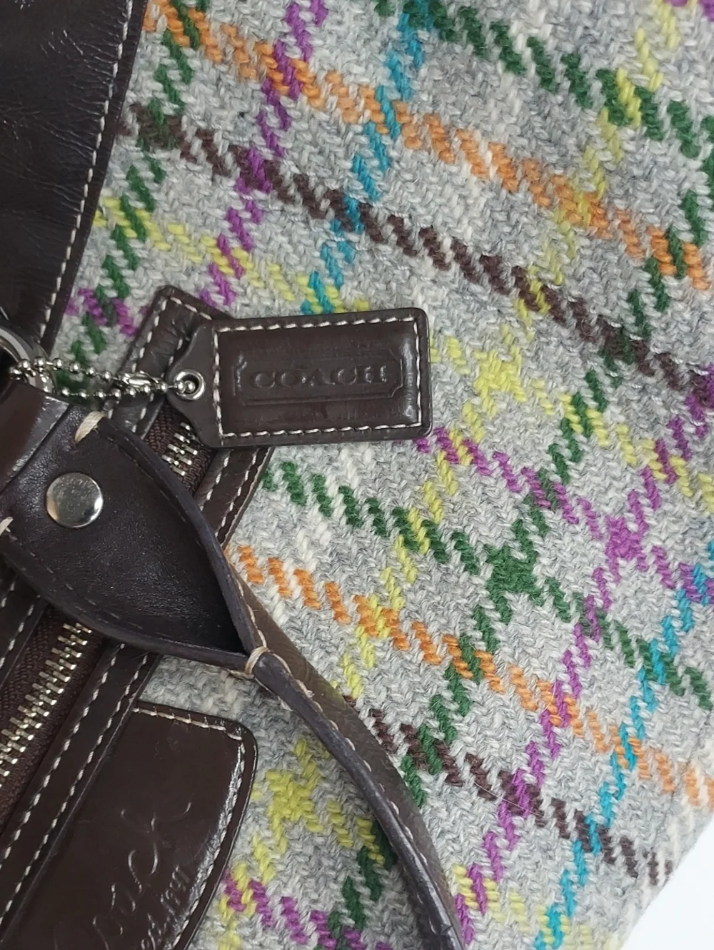 Coach Plaid Wool and Leather Satchel in Coach Penelope Tattersail.